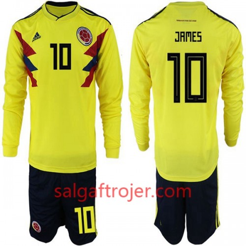 Colombia Fodboldtrøjer James 10 Børn Hjemmebanesæt VM 2018 Langærmet Colombia Fodboldtrøjer James 10 Børn Hjemmebanesæt VM 2018 Langærmet